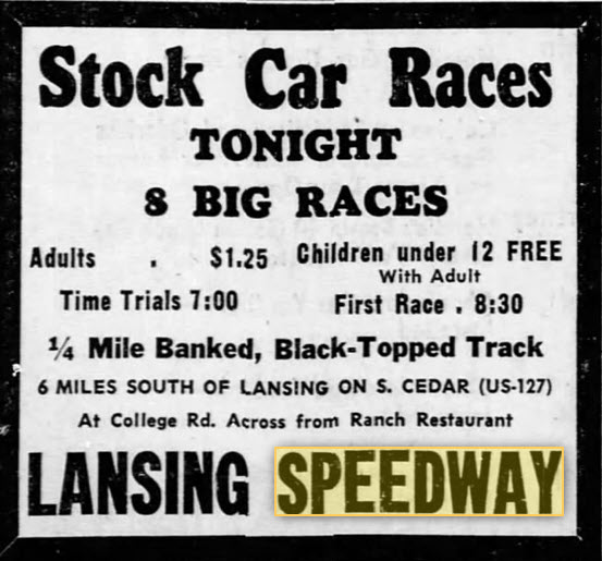 Spartan Speedway (Corrigan Oil Speedway) - Sep 27 1958 Ad